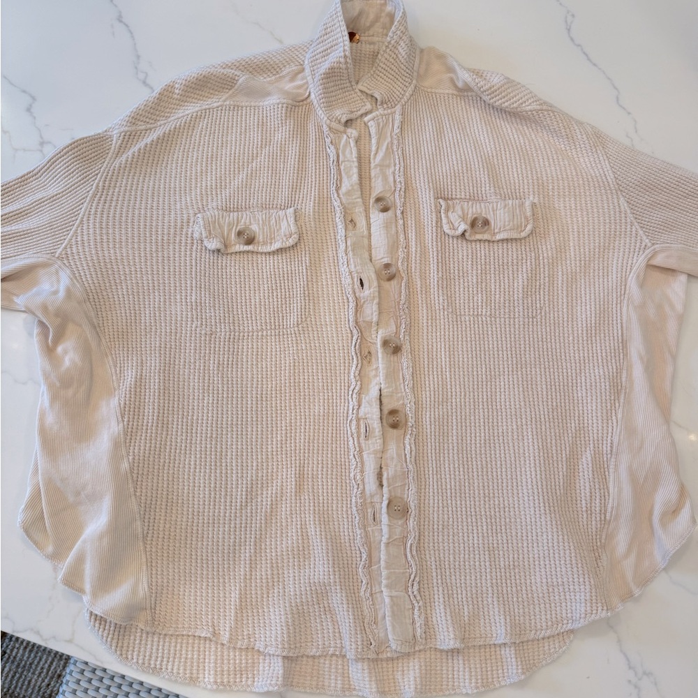 Free People Oversized waffle shirt